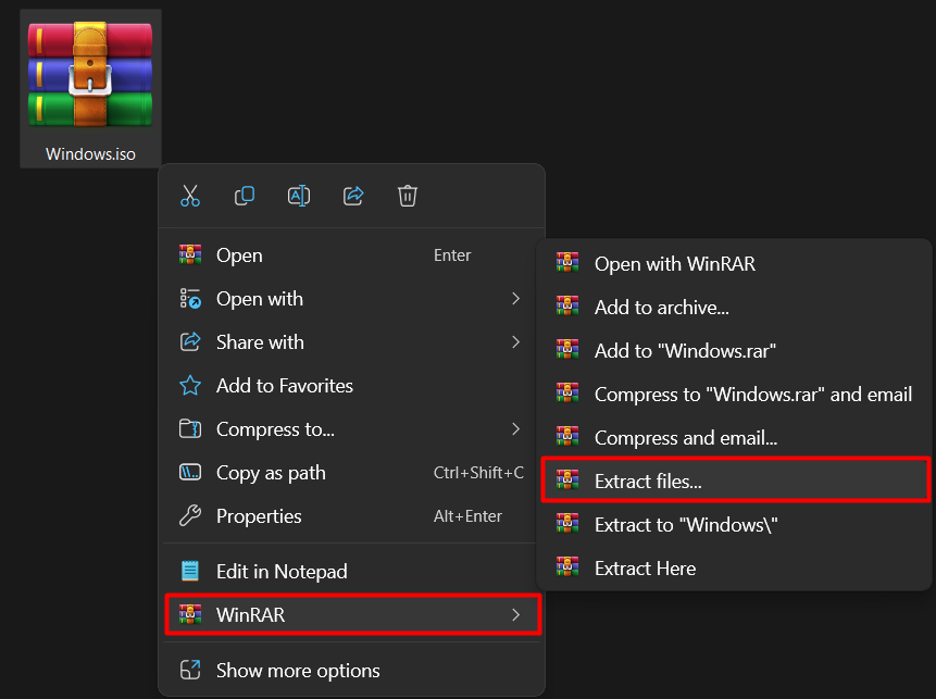 extract files winrar